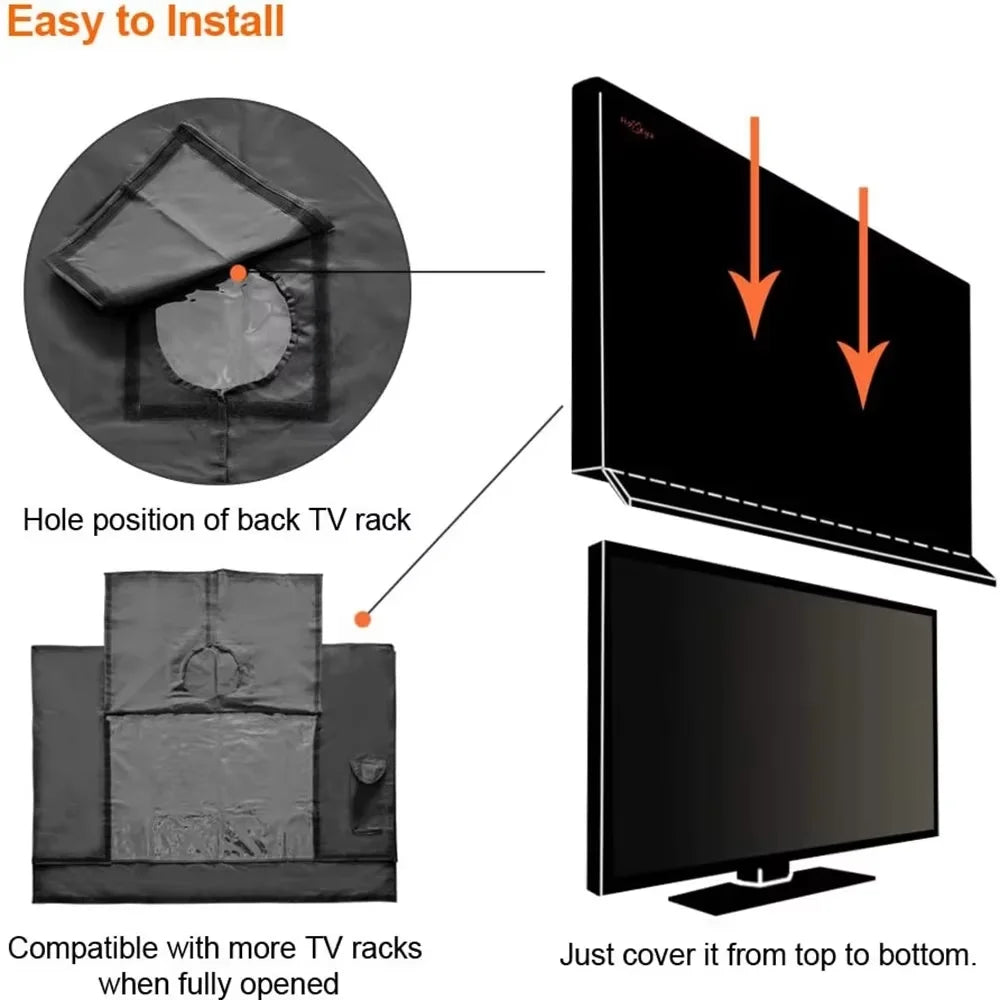 Outdoor TV Cover 22'' To 70'' Inch Weatherproof and Waterproof  TV Screen for Outside TV Enclosure Moving TV Display Protectors