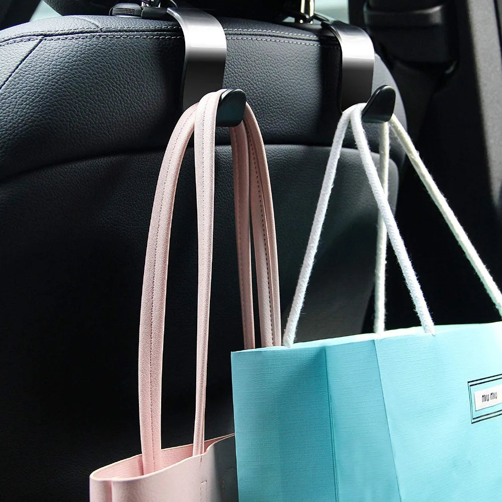 2pcs Universal Car Seat Headrest Hook Storage Hanger for Handbag Purse Coat Groceries
