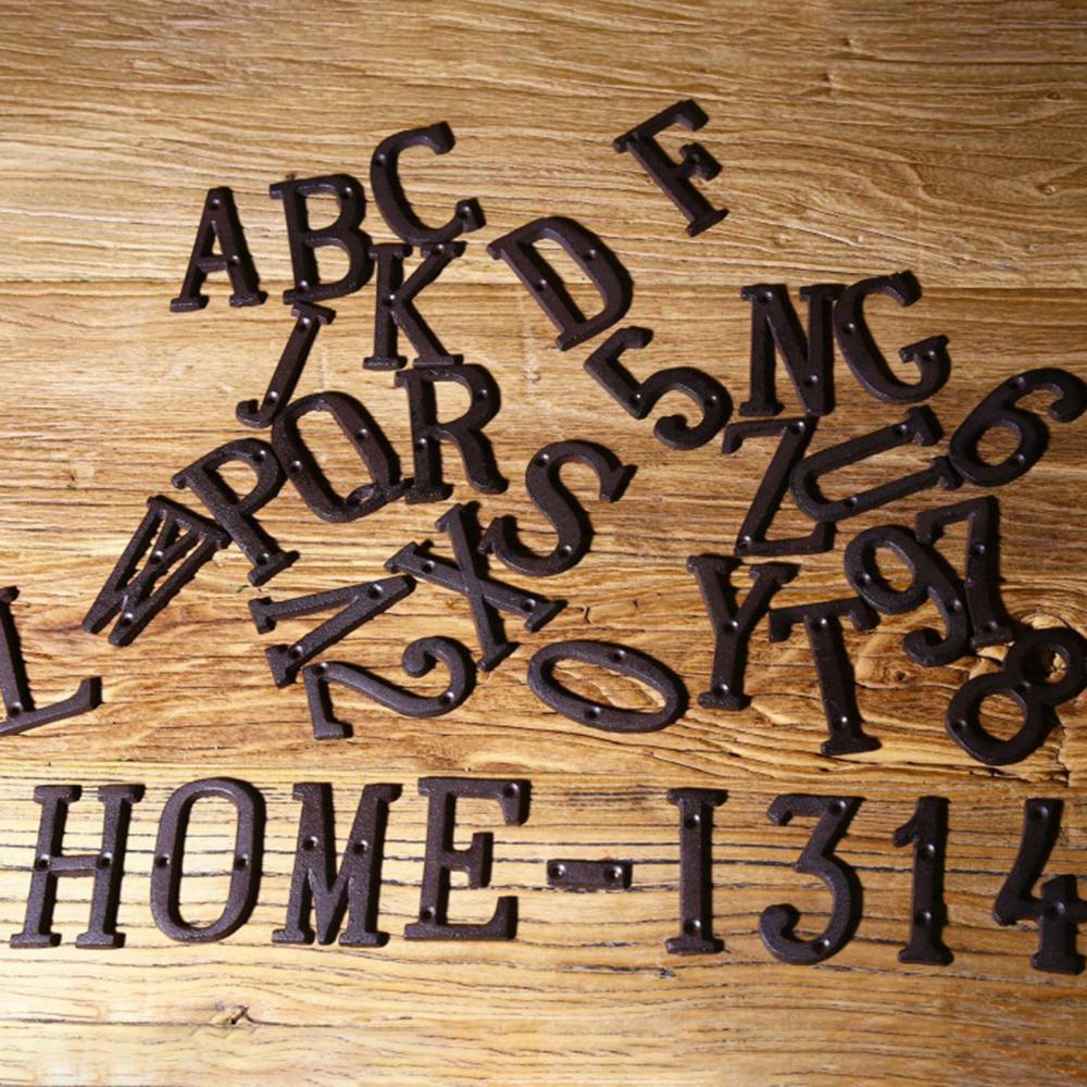 Retro Style Groceries Cast Iron Metal Creative DIY House Doorplate Letter Symbol