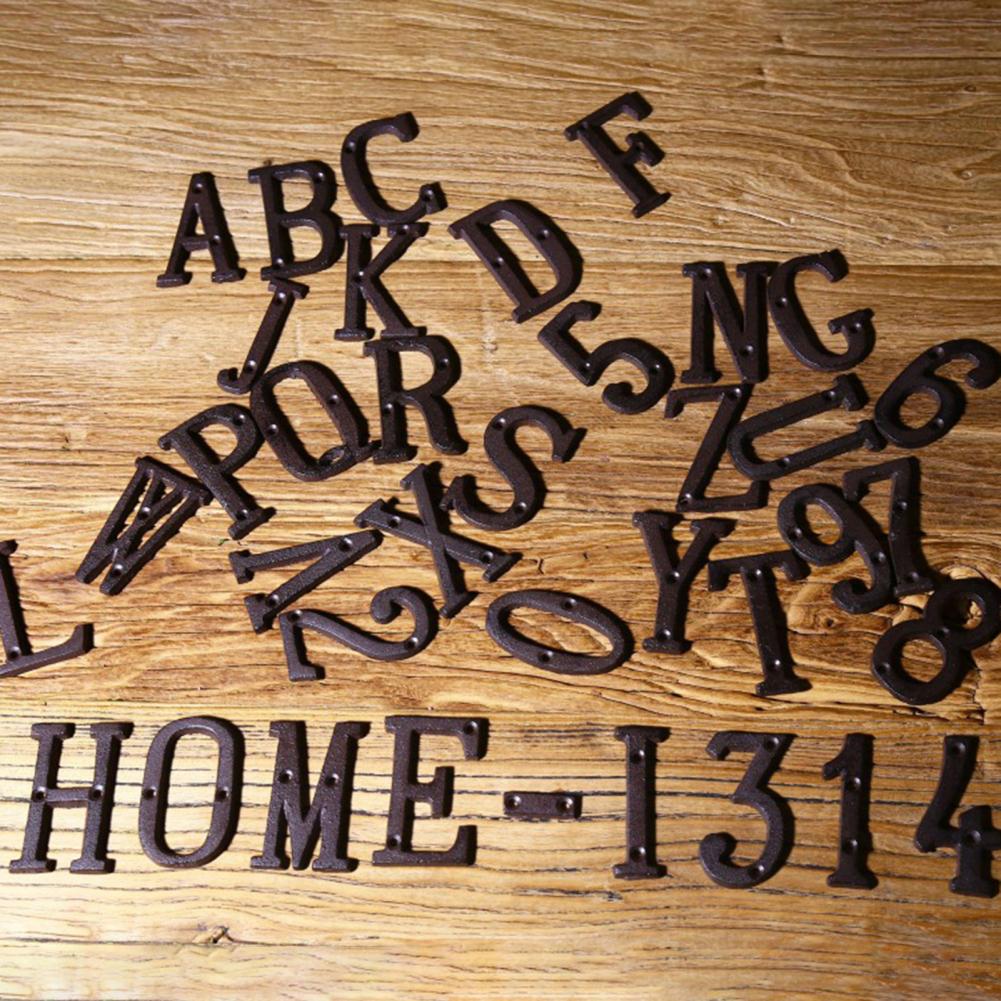 HOT SALES !!! Retro Style Groceries Cast Iron Metal Creative DIY House Doorplate Letter Symbol