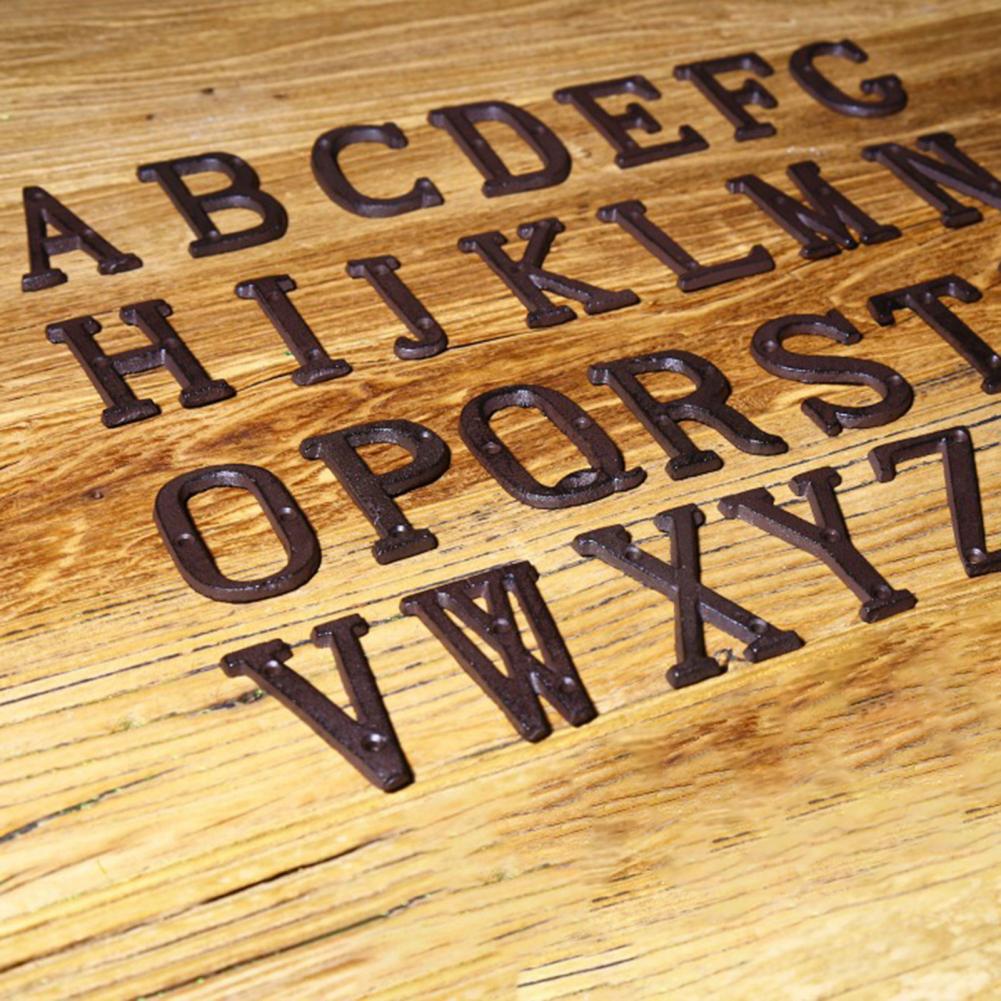 HOT SALES !!! Retro Style Groceries Cast Iron Metal Creative DIY House Doorplate Letter Symbol