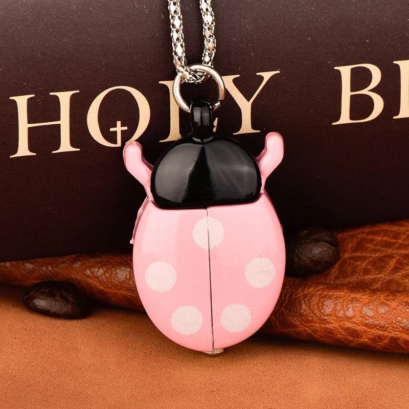 Multi-color ladybug pocket watch Wall watch Small beetle pocket watch quartz necklace pocket watch