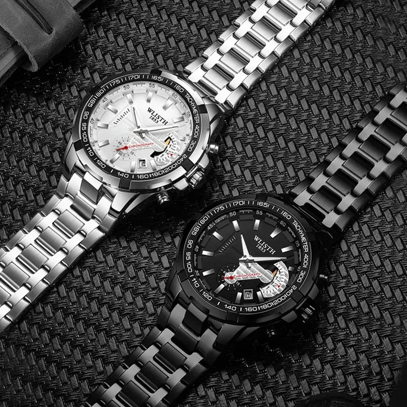 Wlisth S928 Fashion Wristwatch Business Classic Stainless Steel Band Quartz Movement Man Unique Design Dial Casual Watch for Men