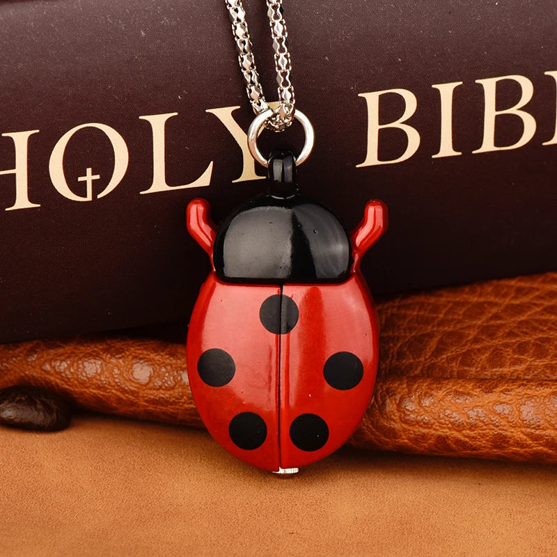 Multi-color ladybug pocket watch Wall watch Small beetle pocket watch quartz necklace pocket watch