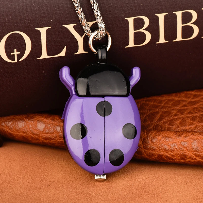 Multi-color ladybug pocket watch Wall watch Small beetle pocket watch quartz necklace pocket watch