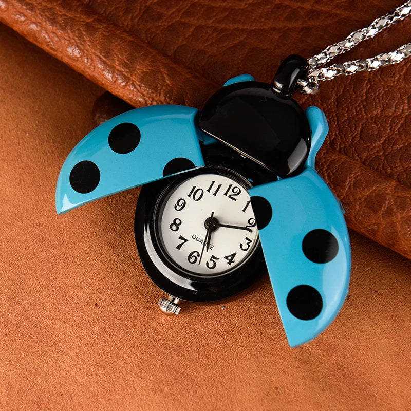 Multi-color ladybug pocket watch Wall watch Small beetle pocket watch quartz necklace pocket watch