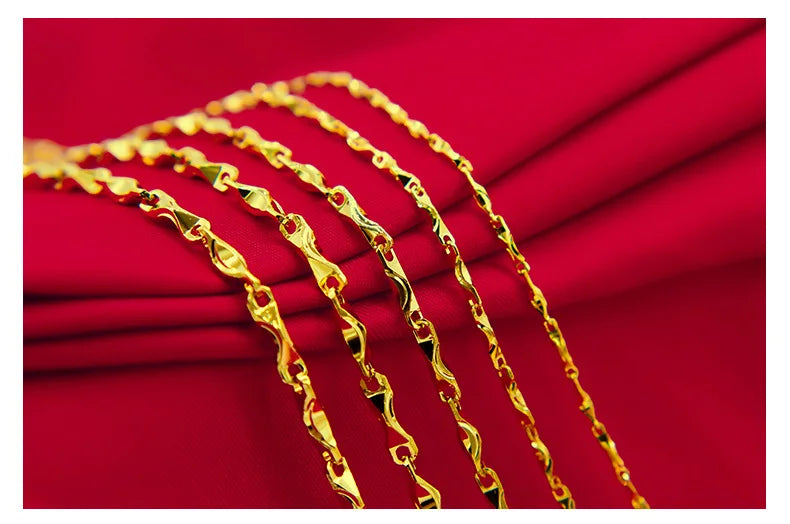 Real 18K Gold Necklace for Women Men Fine Jewelry Pure Chain Genuine Solid for Women Wedding Luxury