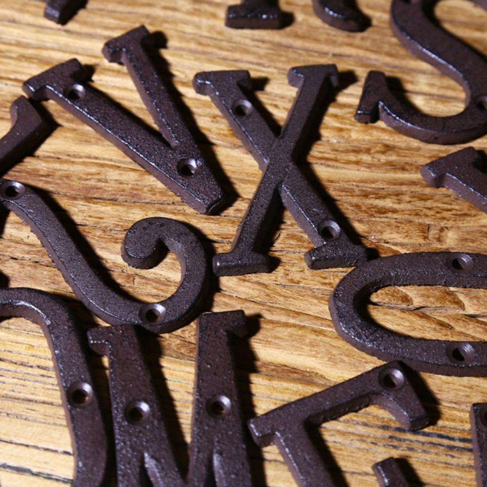 Retro Style Groceries Cast Iron Metal Creative DIY House Doorplate Letter Symbol