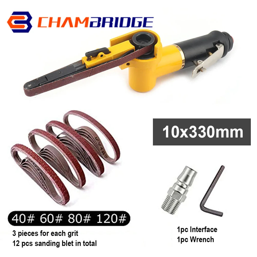 10mm x 330mm Pneumatic Sander Air Belt Sander Set Air Belt Grinder for Grinding Polishing Pneumatic Grinder Machine Tools