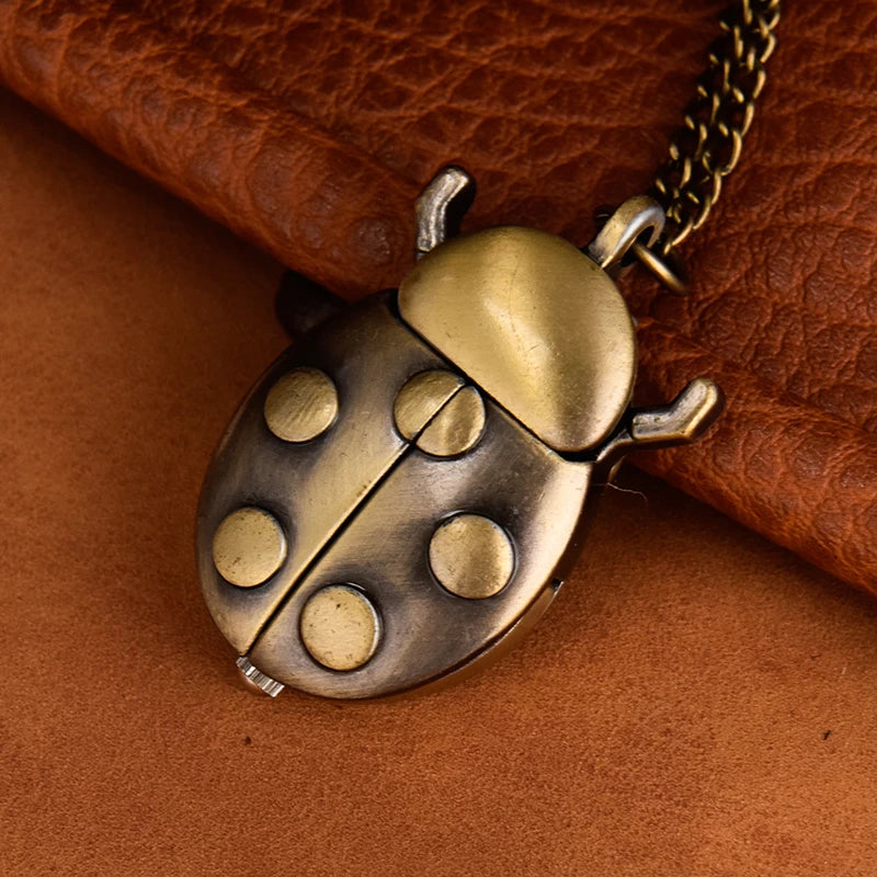 Multi-color ladybug pocket watch Wall watch Small beetle pocket watch quartz necklace pocket watch
