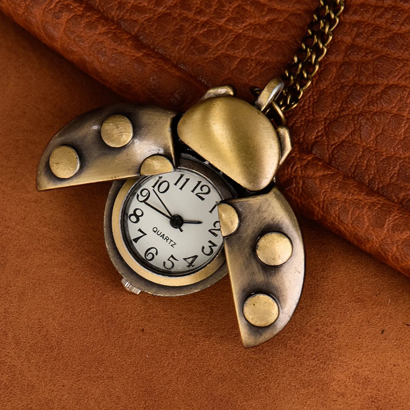 Multi-color ladybug pocket watch Wall watch Small beetle pocket watch quartz necklace pocket watch