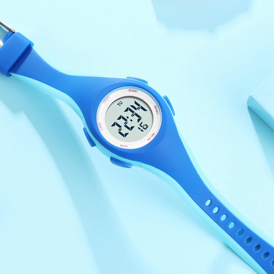 OHSEN Kids Digital Sport Watches 50M Waterproof Electronic Wristwatch Stop Watch LED Clock Children Watch For Boys Girls