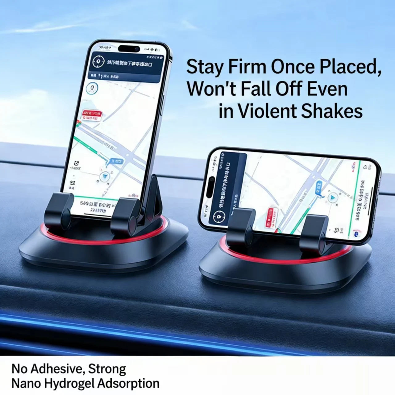 New Universal Car Aluminium Alloy Phone Holder Anti Slip Adhesive Pad Mobile Mount Stand Support GPS Dashboard Bracket
