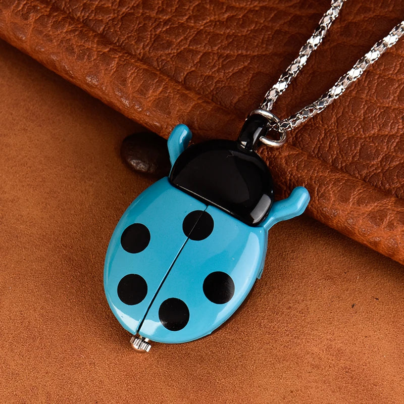 Multi-color ladybug pocket watch Wall watch Small beetle pocket watch quartz necklace pocket watch