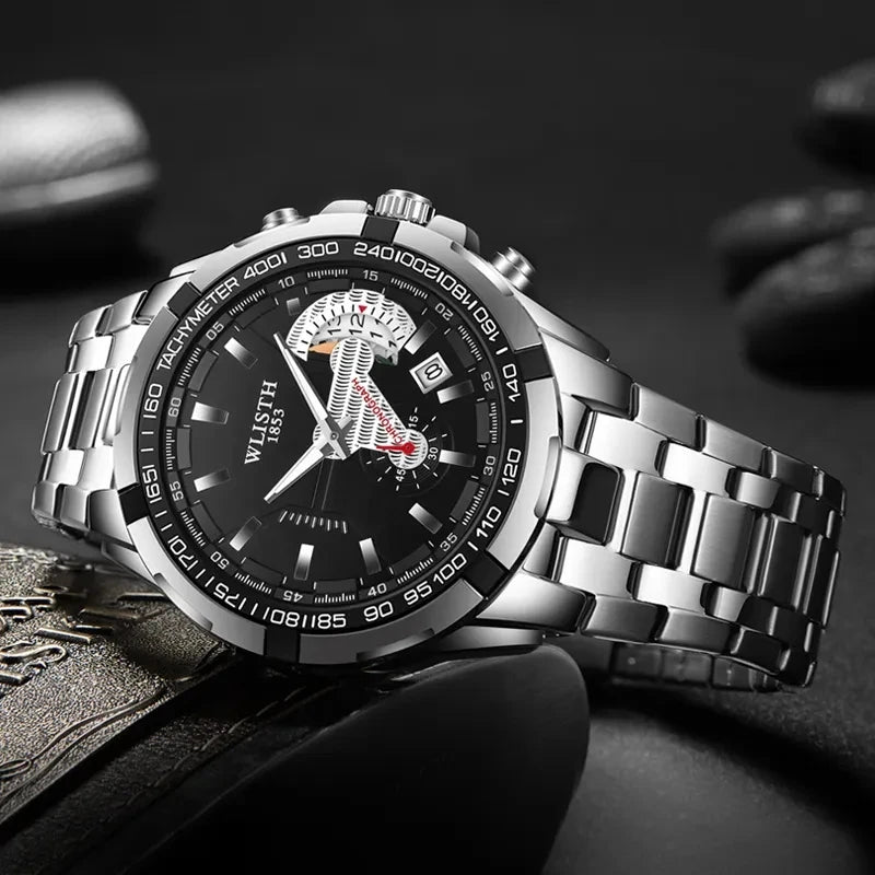 Wlisth S928 Fashion Wristwatch Business Classic Stainless Steel Band Quartz Movement Man Unique Design Dial Casual Watch for Men