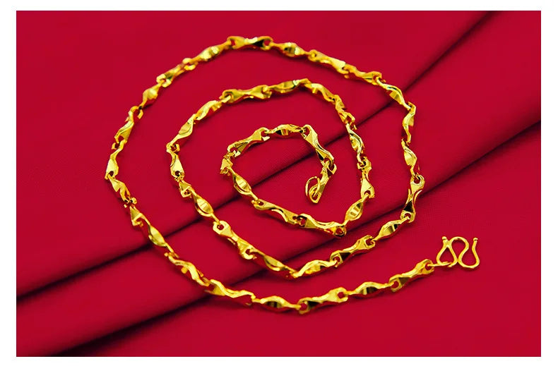 Real 18K Gold Necklace for Women Men Fine Jewelry Pure Chain Genuine Solid for Women Wedding Luxury