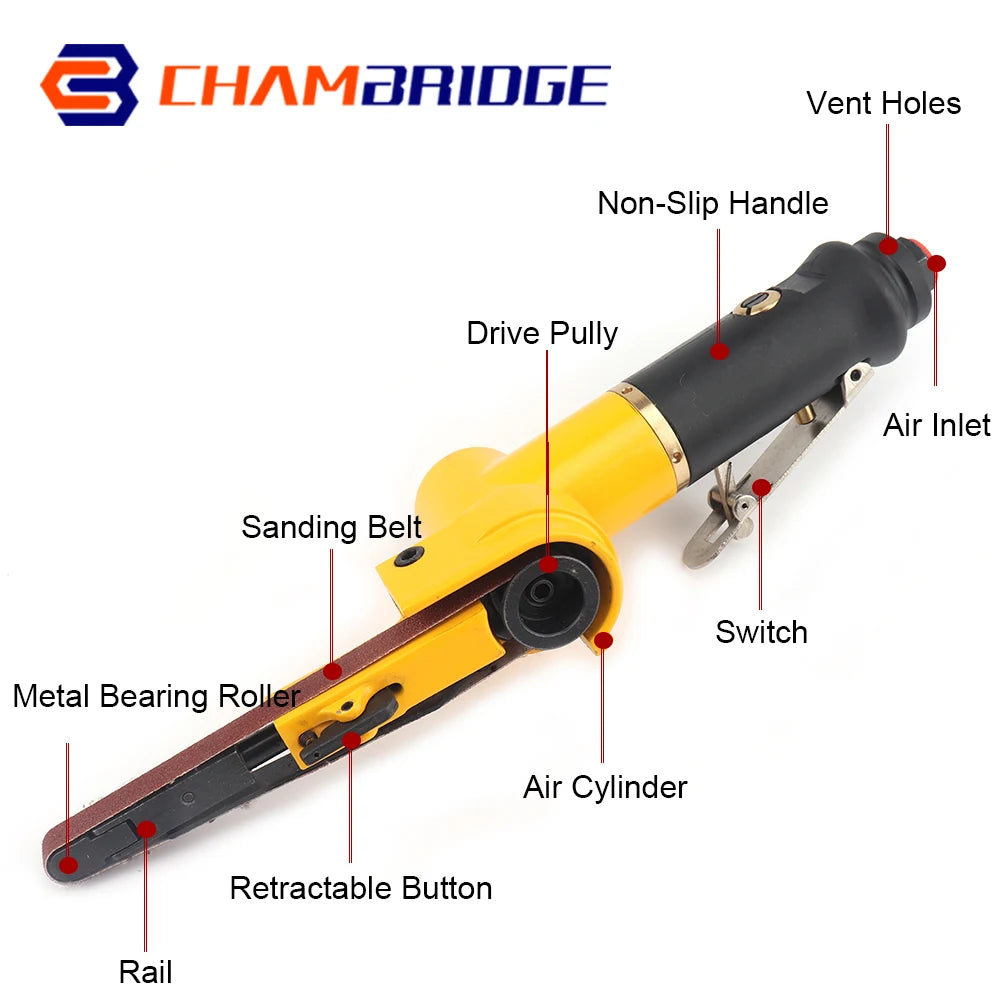 10mm x 330mm Pneumatic Sander Air Belt Sander Set Air Belt Grinder for Grinding Polishing Pneumatic Grinder Machine Tools