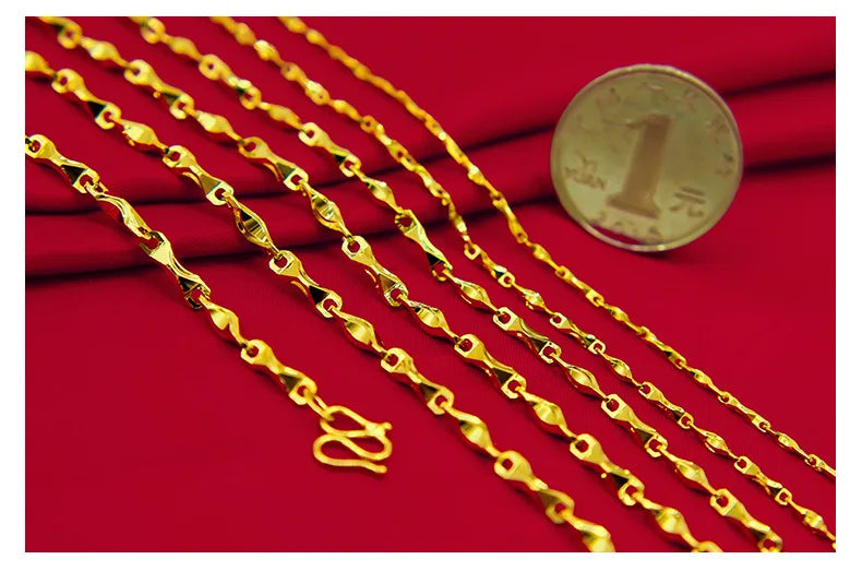 Real 18K Gold Necklace for Women Men Fine Jewelry Pure Chain Genuine Solid for Women Wedding Luxury