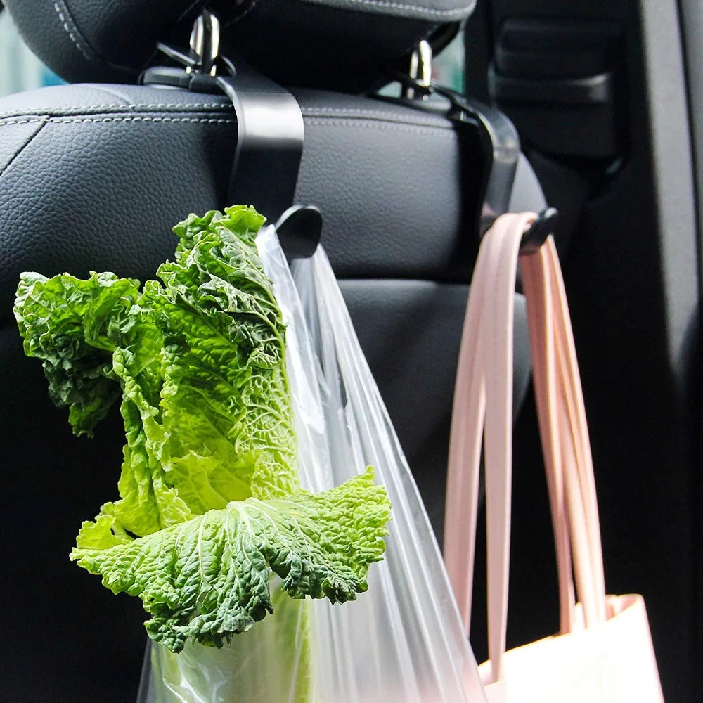 2pcs Universal Car Seat Headrest Hook Storage Hanger for Handbag Purse Coat Groceries