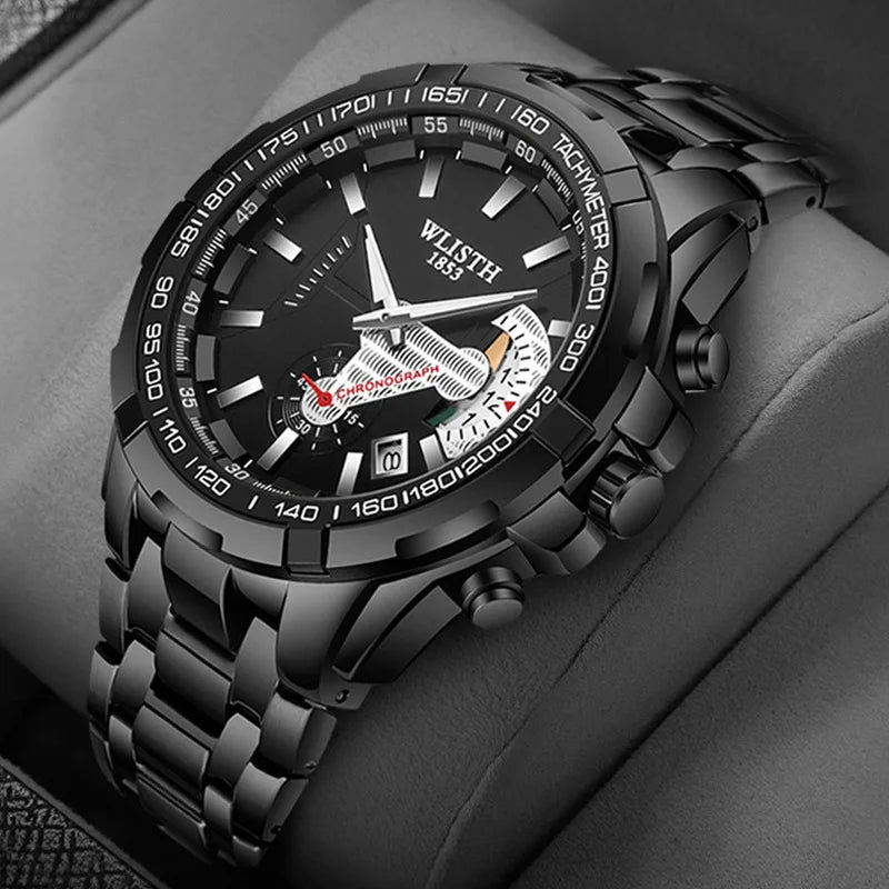 Wlisth S928 Fashion Wristwatch Business Classic Stainless Steel Band Quartz Movement Man Unique Design Dial Casual Watch for Men