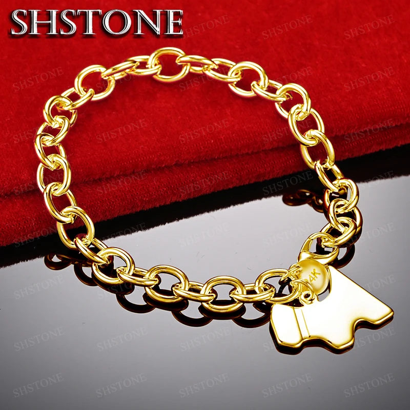 18K Gold Dog Label Pendant Bracelets For Women Men Birthday Party Fashion Charm Fine Jewelry Christmas Gift