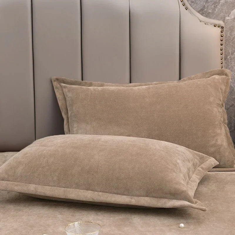 Coral Fleece Soft Winter Pillowcase Solid Plain Simple Home Bedroom House Hold Pillow Case Cover Zipper Warm  Comfortable
