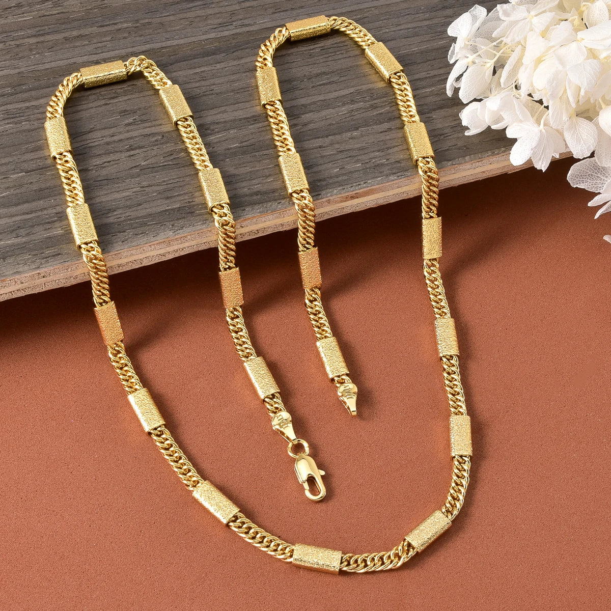 Trendy 18K Gold Plated Chain Necklace for Men Women Luxury Thick Cuban Link Jewelry Textured Design Statement Gift