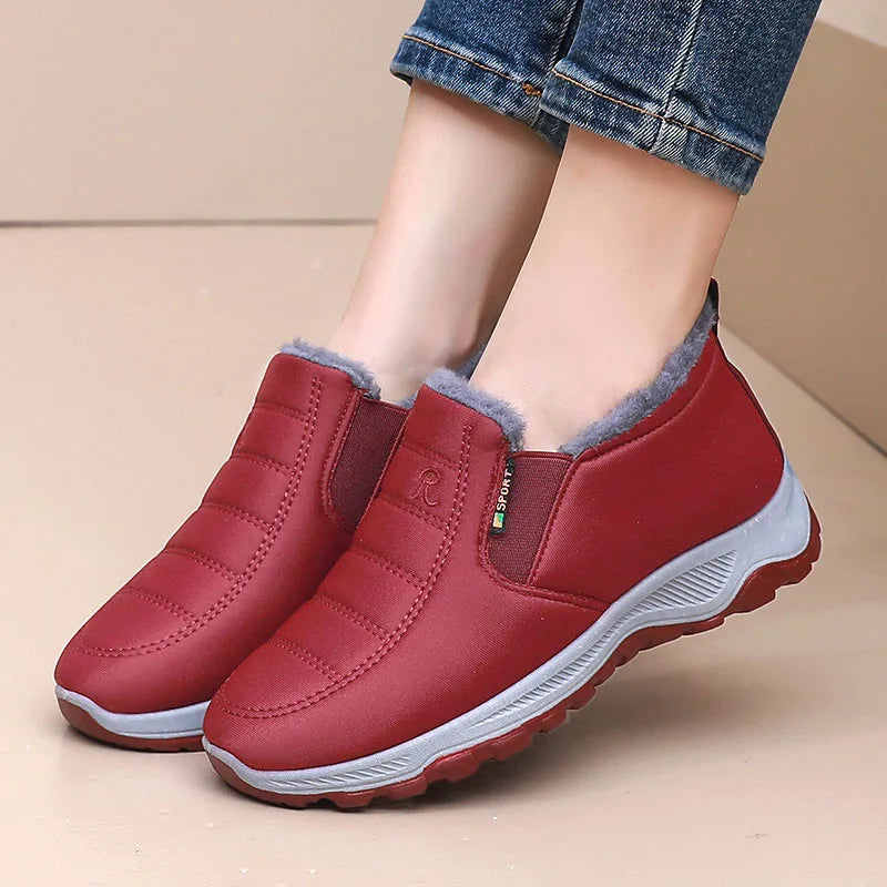 Thickened Fleece Winter Boots Anti-slip Men's Casual Short Tube Polyester Inner  Warm Cotton Shoes for Snowy Days