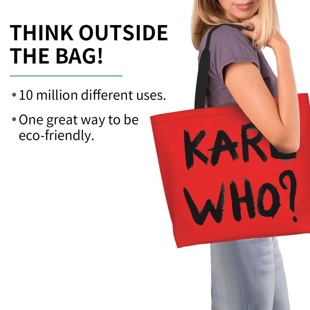 Custom Kawaii Karl Who Slogan Shopping Tote Bags Reusable Canvas Groceries Shopper Shoulder Bag