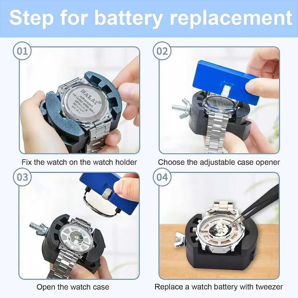 Watch Repair Kit Professional Watch Battery Replacement Tool Watch Back Remover Tools Watch Case Opener Watch Back Remover Holde
