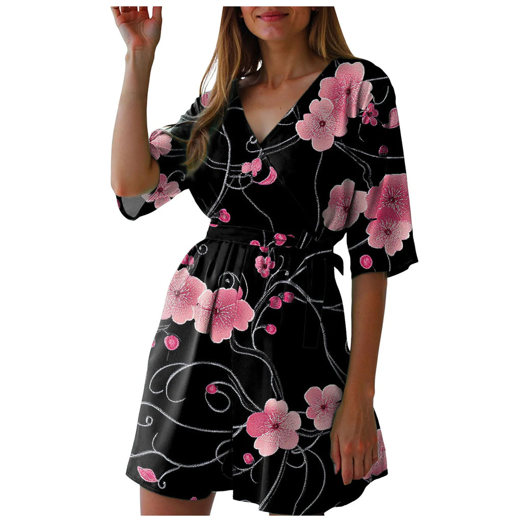 Fashionable Printed V-Neck Short Jumpsuits For Woman Summer Short-Sleeve Casual Rompers Holiday Beach Outfit Jumpsuit Shorts