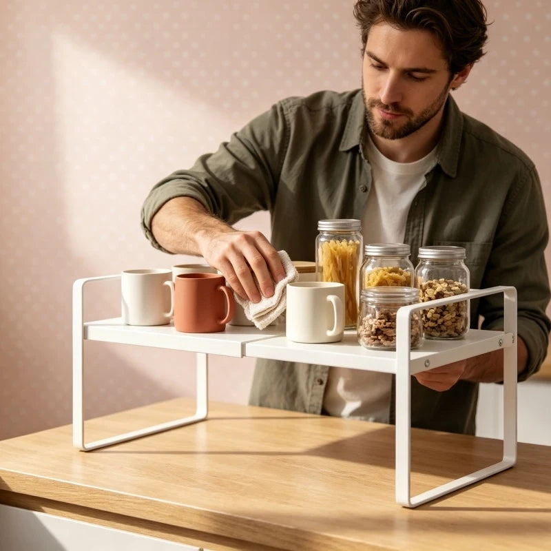 Kitchen Storage Rack under the Sink, Layered Shelf in the Cabinet, Countertop, Extendable Cabinet, Dish Storage Rack for Home