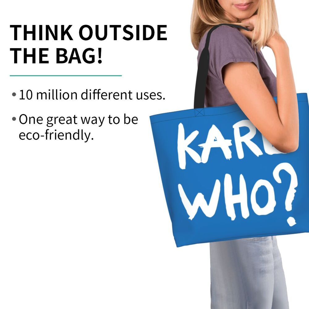 Custom Kawaii Karl Who Slogan Shopping Tote Bags Reusable Canvas Groceries Shopper Shoulder Bag