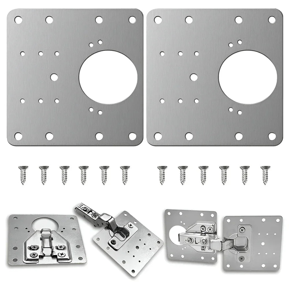 Cabinet Hinge Repair Plate Kit Kitchen Cupboard Door Hinge Mounting Plate with Holes Flat Fixing Brace Brackets House Hold Tools