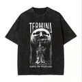 Washed T Shirts Fear and Hunger Termina Kaiser The Yellow King Hip Hop T-Shirts Streetwear Tops Tee Shirt for Men Women