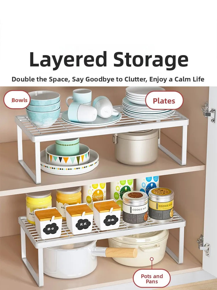 Kitchen Storage Rack Countertop Dish Pot Utensil Organizer Cabinet Inner Multi-layer Shelf Seasoning Tabletop Storage