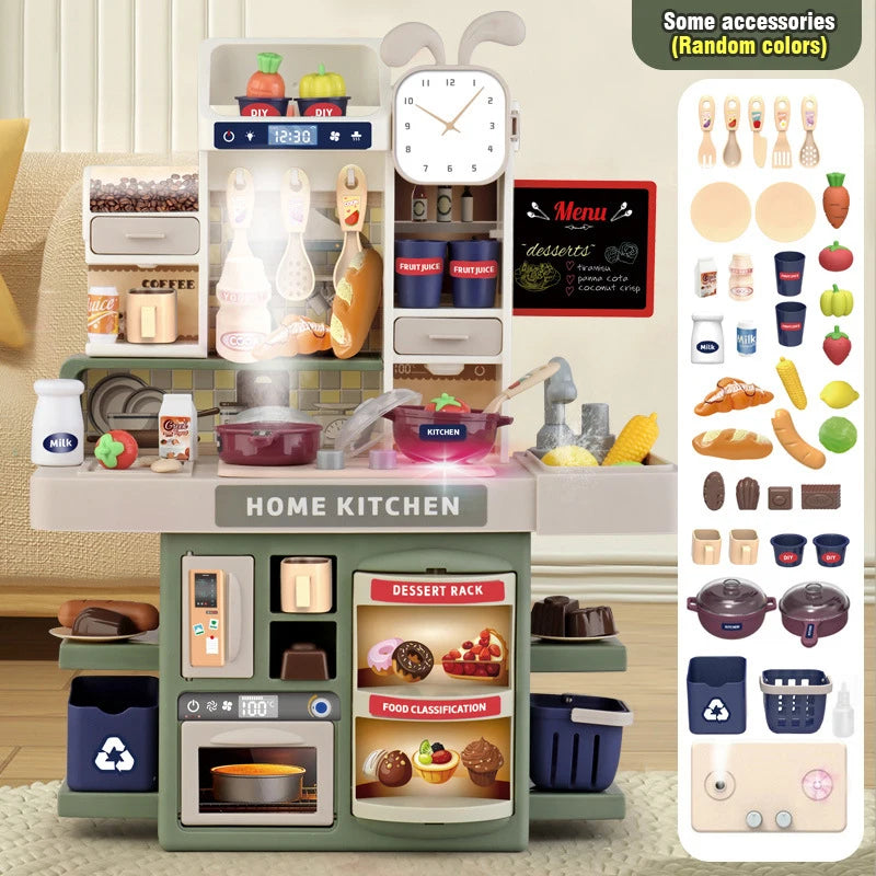 Children Kitchen and Housekeeping Sets Toys Simulated Miniature Food Tableware Counter Career Role Play Toys for Girl Boys Child
