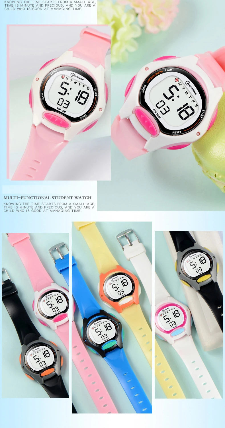Children Watch Waterproof Digital Watch for Girls Boys Black LCD Electronic Sport Kid Watches Alarm Clocks Gifts