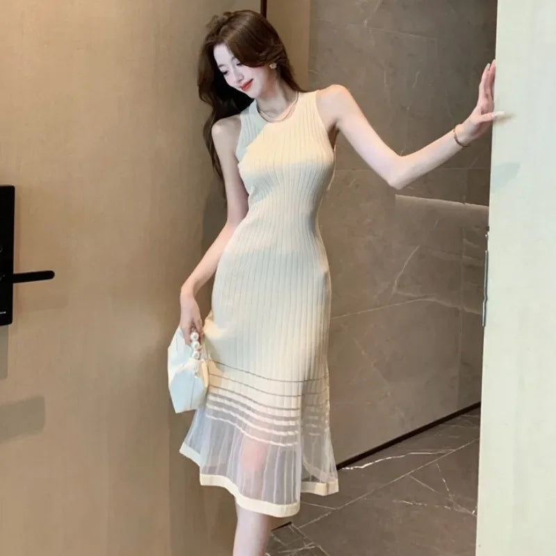 Dresses for Women Black SMidi Woman Dress Party Evening Night Club Prom Casual Youth G Fashion Summer 2025 Retro Sensual Sexy X