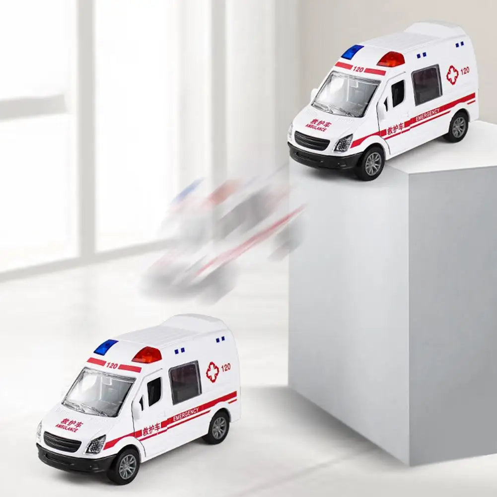 Children's Smooth Surface Coasting Toy Car Model:  Ambulance, Inertial Car battery needed