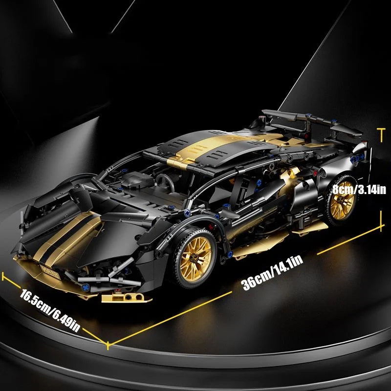 Over 1,000 pieces of mechanical-feeling supercar building models with movable rear spoilers and folding doors. A beloved gift fo