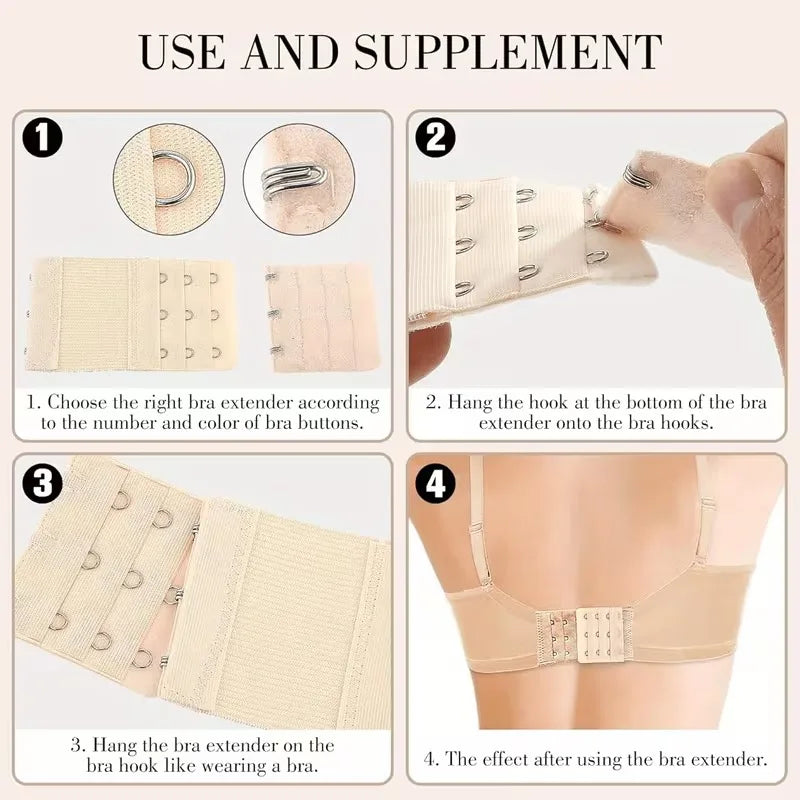 Bra Extenders for Women 4Pcs Adjustable Back Bra Strap Extender Women's Elastic Comfortable Elastic Bra Strap Extenders