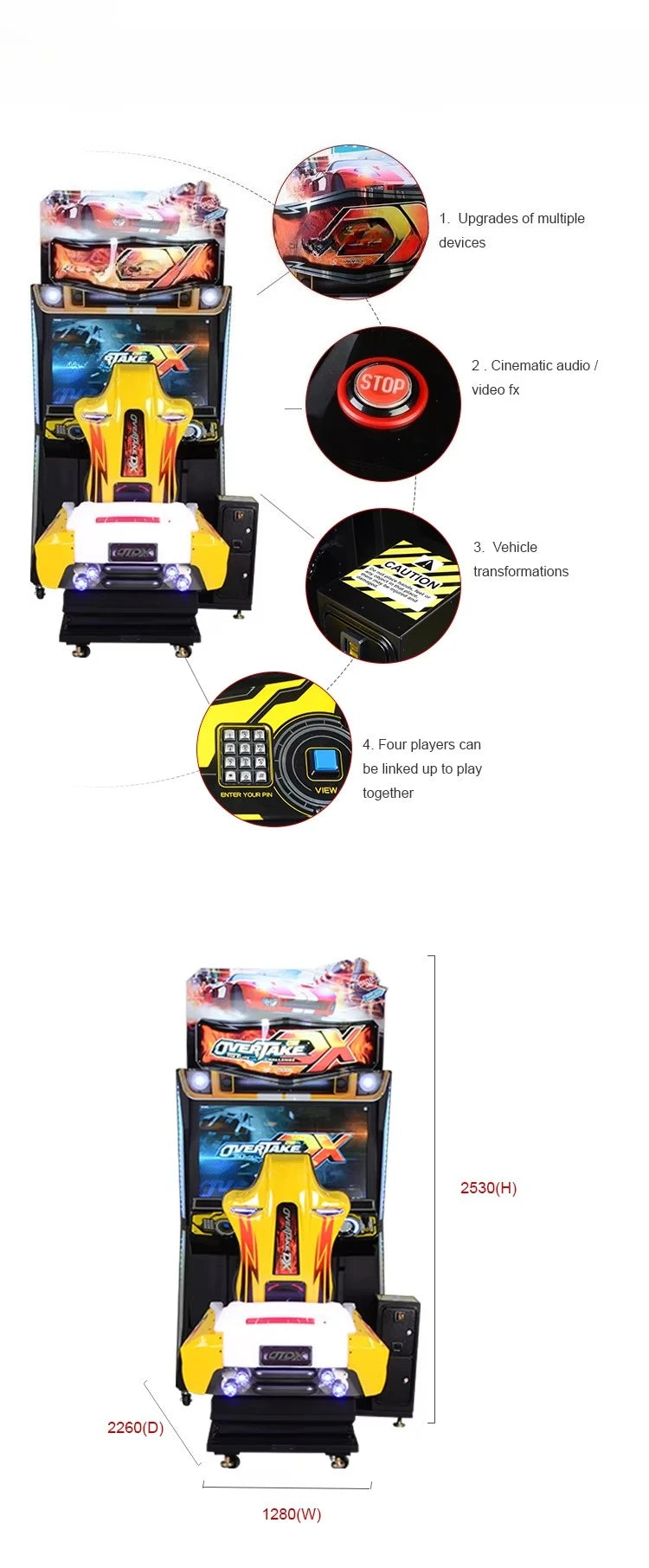 Customized Systems Electronic Simulator Car Racing Arcade Games Machine