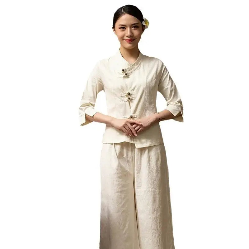 Beauty Salon Beautician Work Clothes Women Suits Health Club Clothes Moxibustion Therapy Center Technician Clothes Cotton Linen