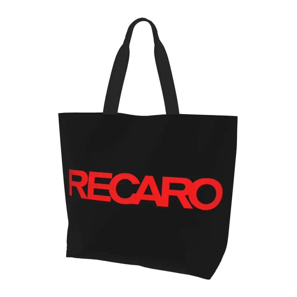 Custom Recaros Logo Shopping Canvas Bags Women Durable Big Capacity Groceries Shopper Tote Bags