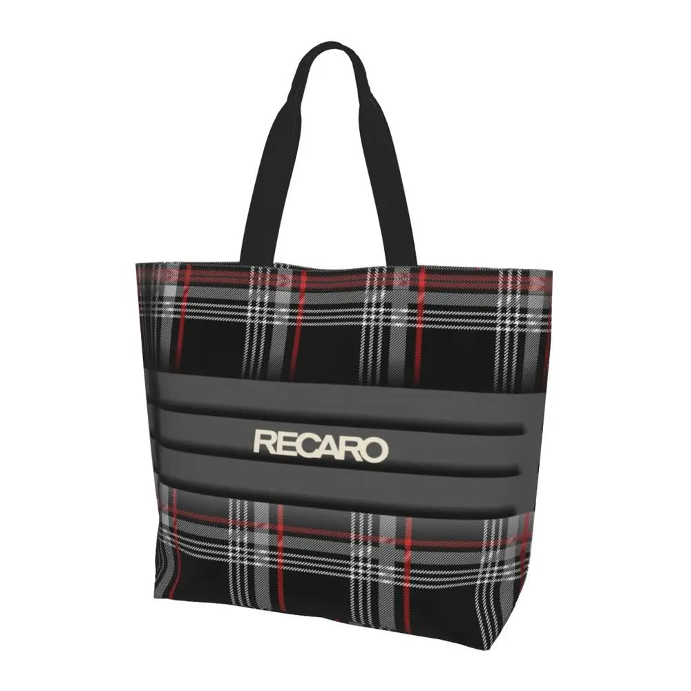 Custom Recaros Logo Shopping Canvas Bags Women Durable Big Capacity Groceries Shopper Tote Bags