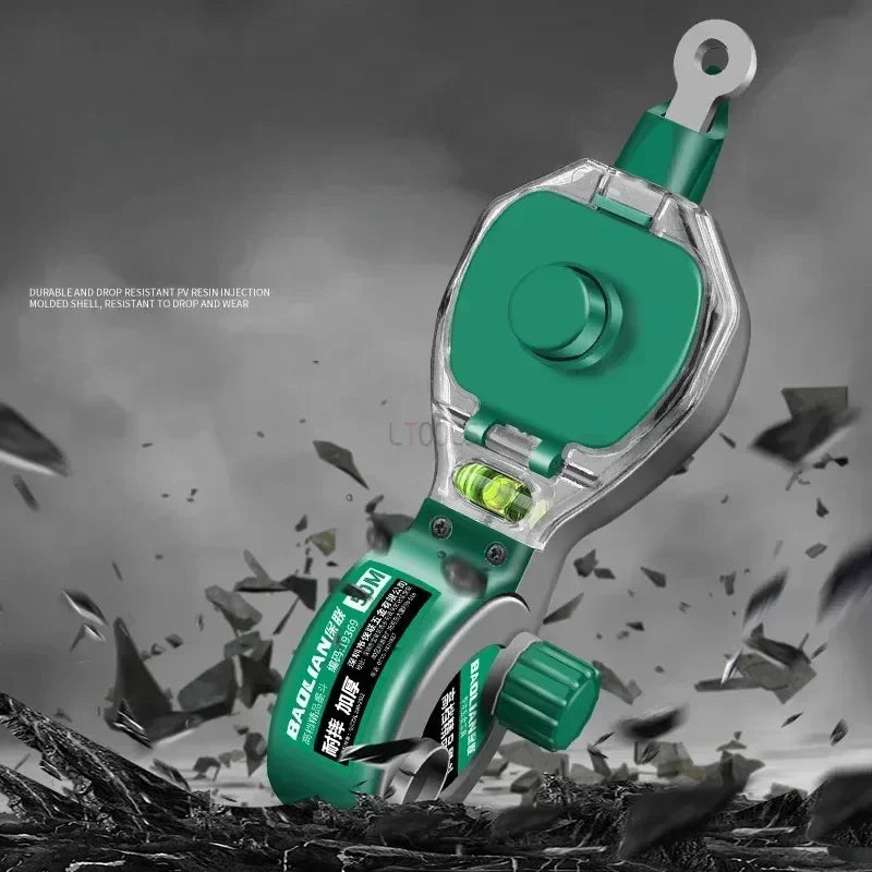 Construction Site Chalk Line Tool Woodworker'S Hand-Cranked Retractable Chalk Line Portable Spirit Level Line Marking Tool