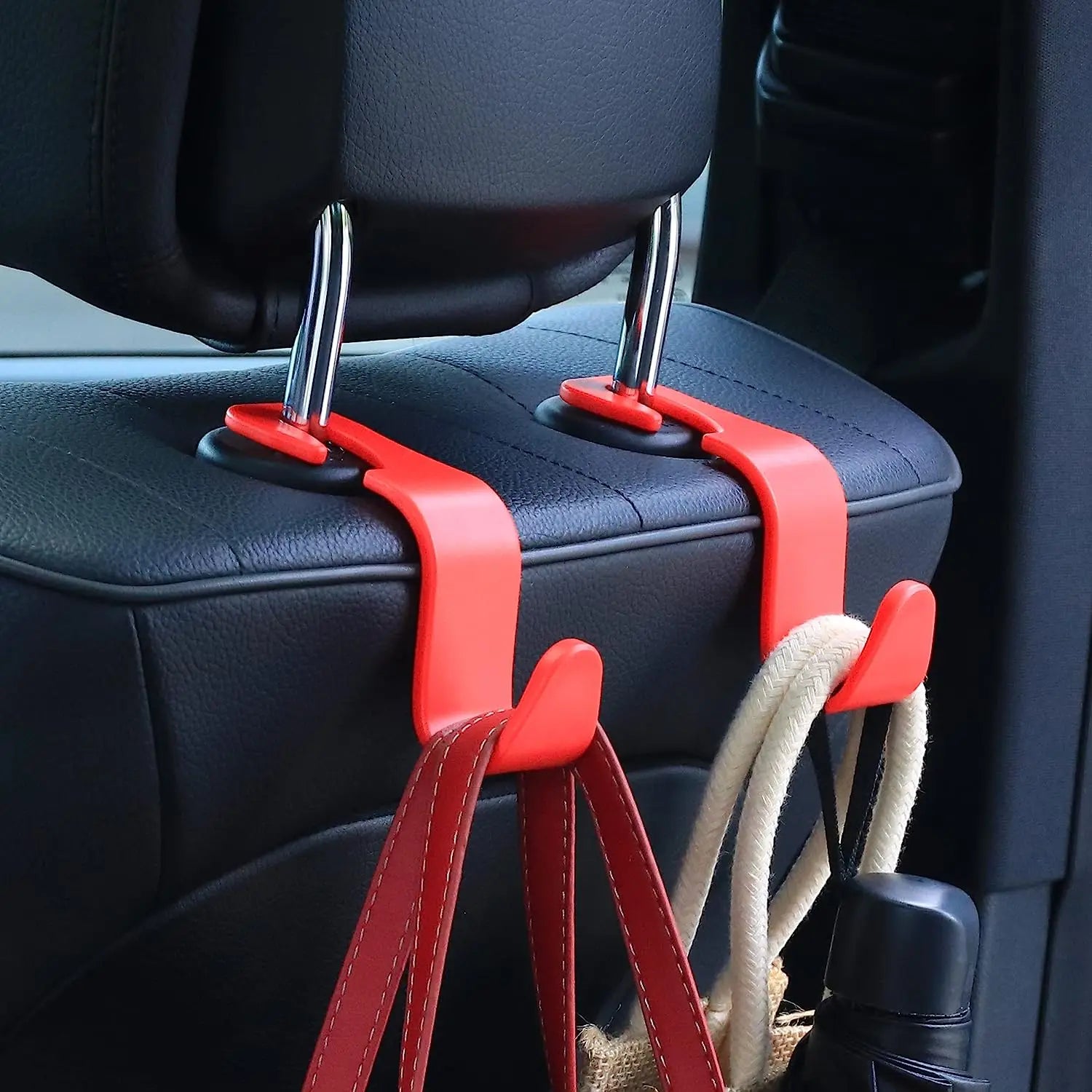 2pcs Universal Car Seat Headrest Hook Storage Hanger for Handbag Purse Coat Groceries