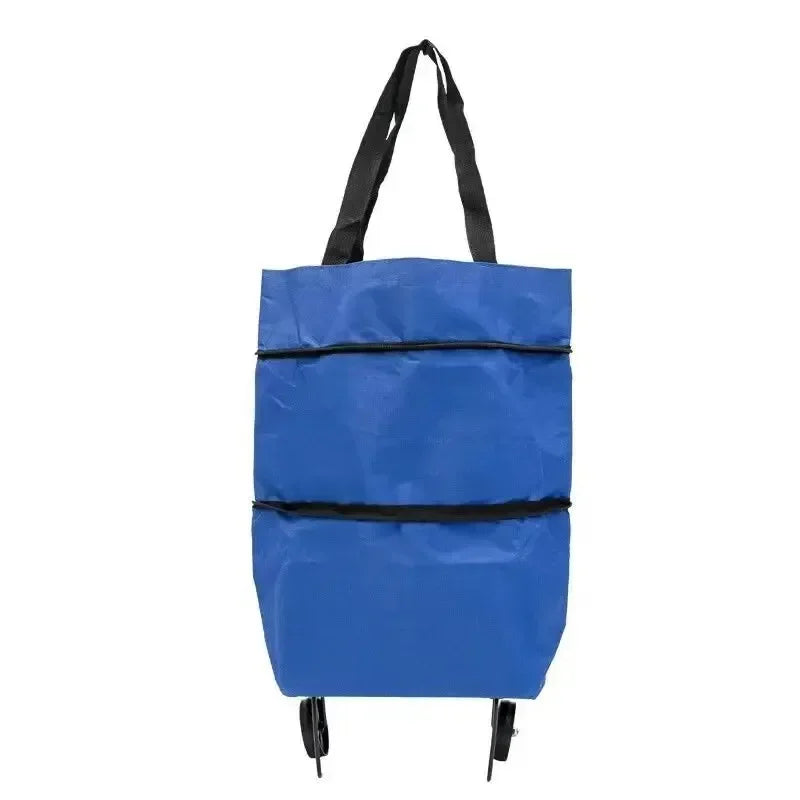 Foldable Shopping Bag with Wheels Lightweight Portable Hand Pull Cart for Groceries, Market & Package Pickup