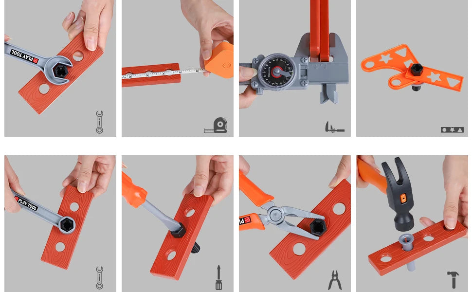 Children's Tool Set with Electric Toy Drill Kids Power Construction Toy Pretend Play Toy Tools Kit for Toddler Boys Girls Child